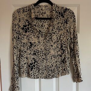 Zara Animal Print Blouse in Black and Cream
